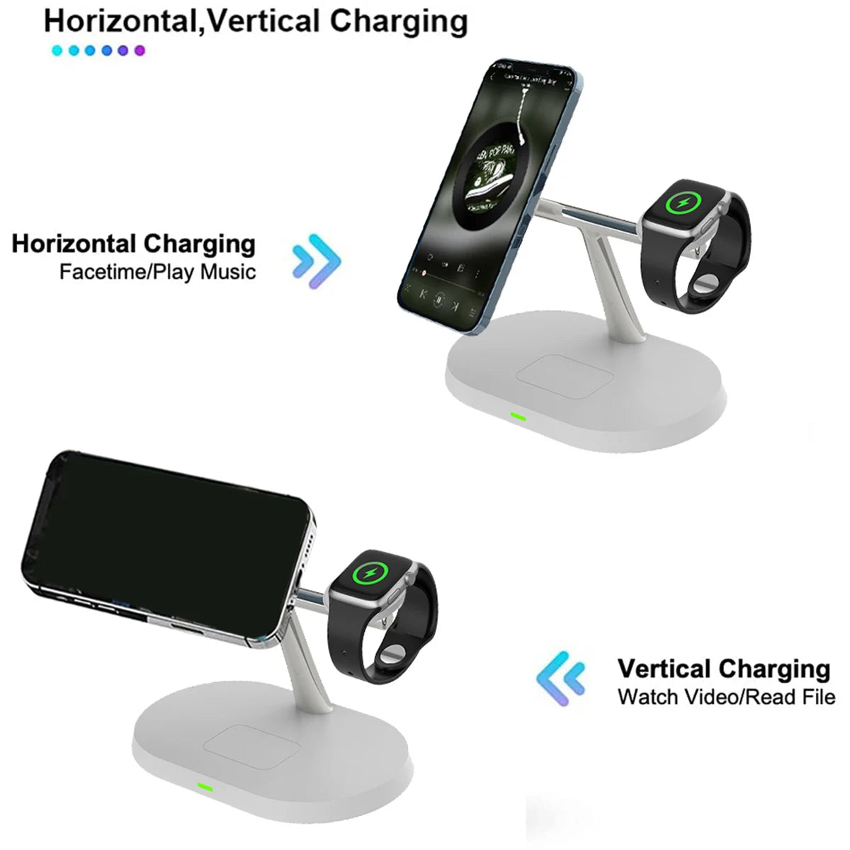 3 in 1 Wireless Charger Stand Magnetic For iPhone & Apple Watch & Airpods