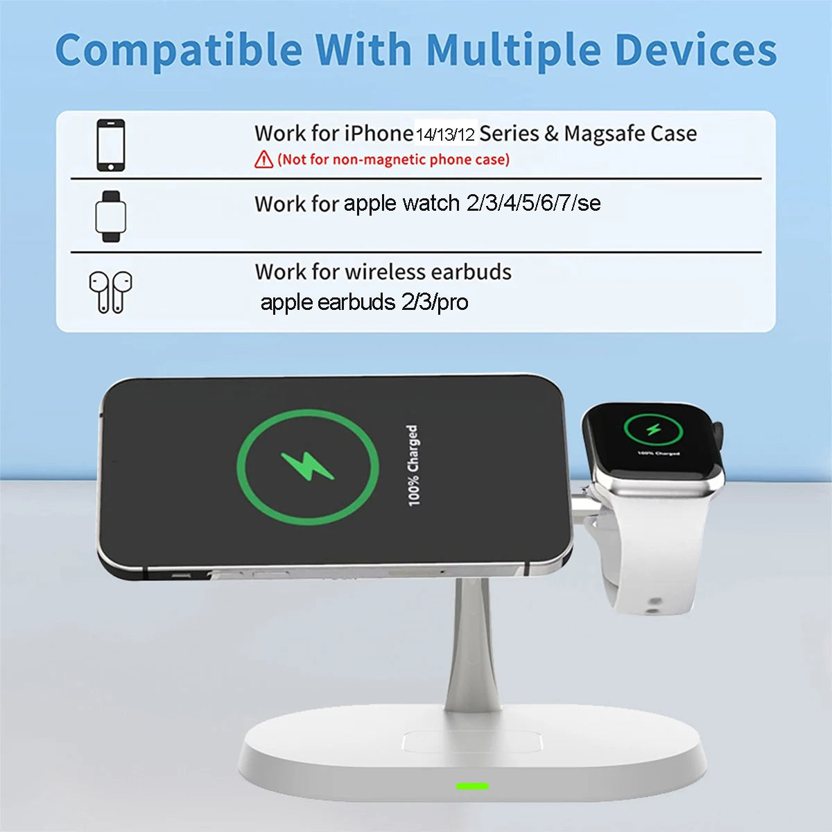 3 in 1 Wireless Charger Stand Magnetic For iPhone & Apple Watch & Airpods