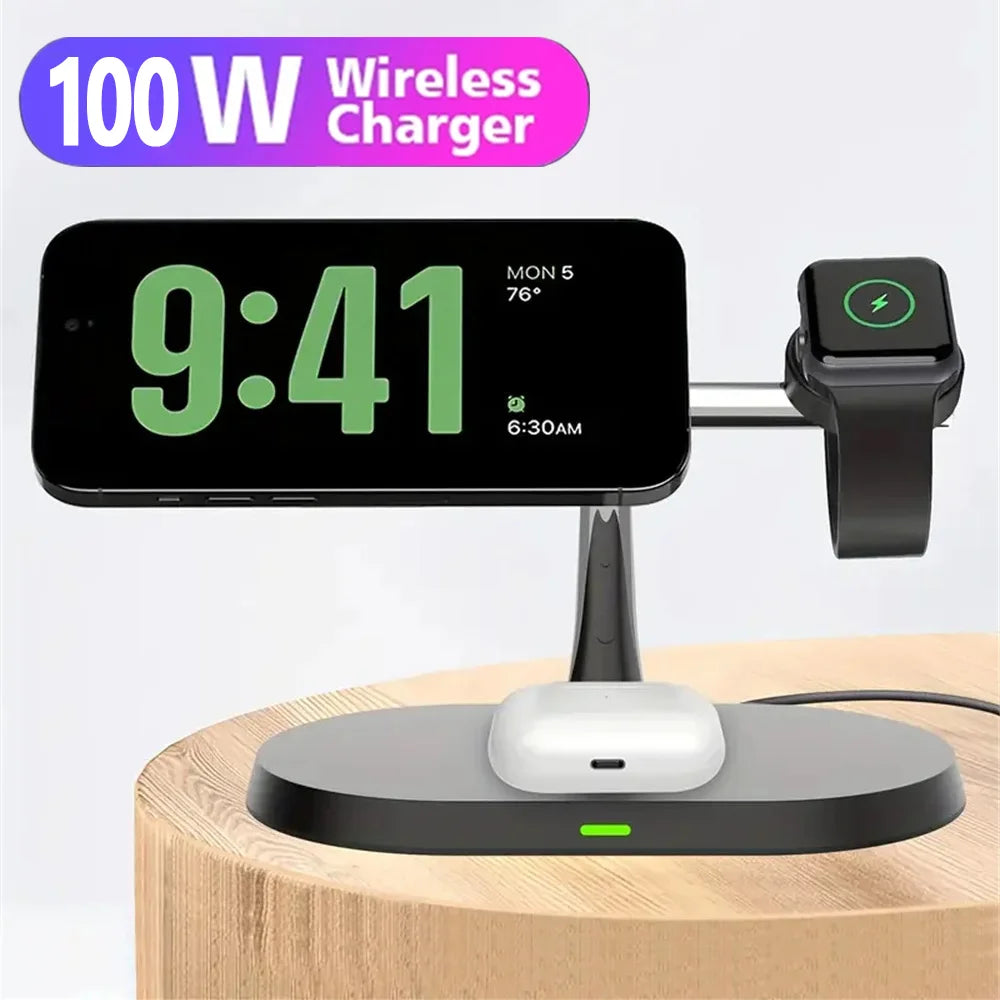 3 in 1 Wireless Charger Stand Magnetic For iPhone & Apple Watch & Airpods